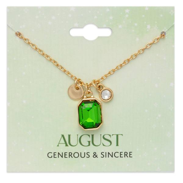 August Birthstone Crystal Charm Necklace