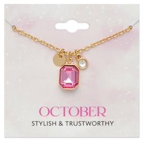 October Birthstone Crystal Charm Pendant Necklace