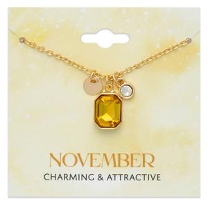 November Birthstone Crystal Charm Pendant Necklace