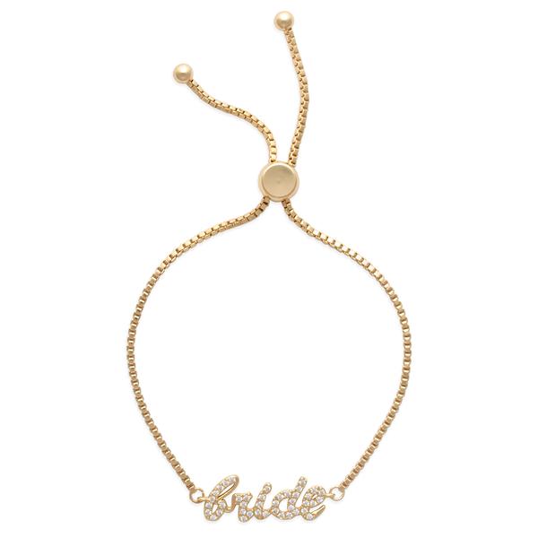 Gold-Tone Bride Script Adjustable Bracelet