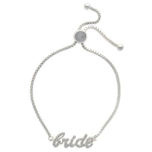 Silver-Tone Bride Script Adjustable Bracelet