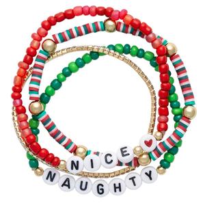 4pc. Naughty/Nice Stretch Bracelet Set