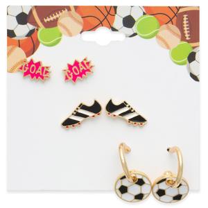 Gold-Tone Soccer Theme Trio Earring Set alternate view