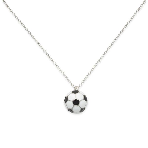 Silver-Tone Soccer Theme Chain Necklace