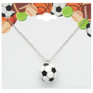 Silver-Tone Soccer Theme Chain Necklace alternate view