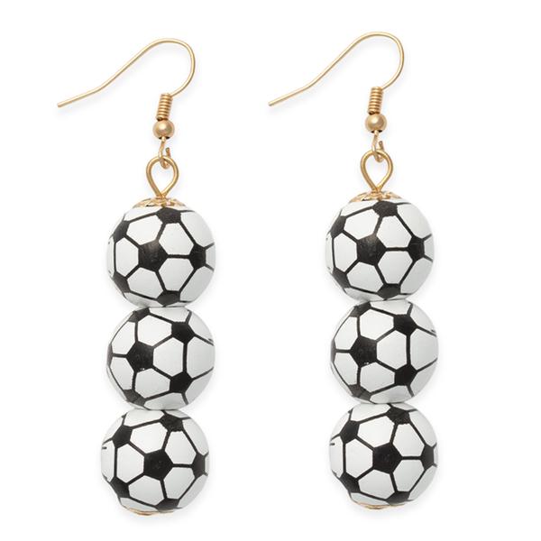 Gold-Tone Triple Soccer Ball Drop Earrings