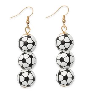 Gold-Tone Triple Soccer Ball Drop Earrings