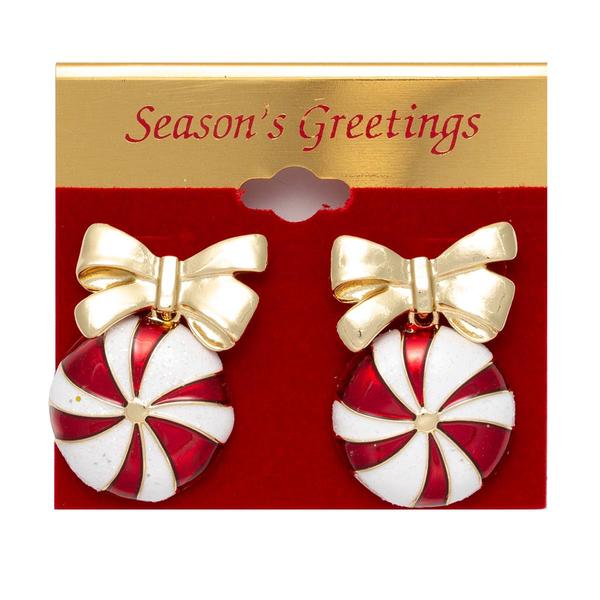 Bow Top Candy Cane Earrings alternate view