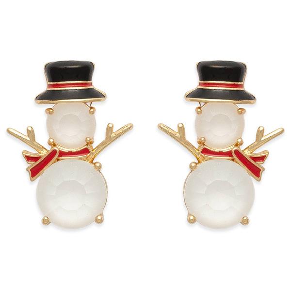 Crystal Stone Snowman Earrings