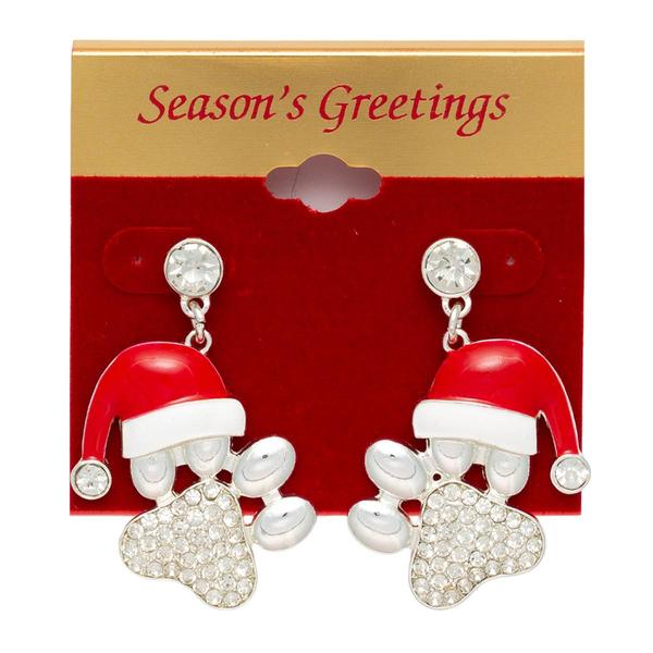 Santa Hat Paw Print Fishhook Earrings alternate view