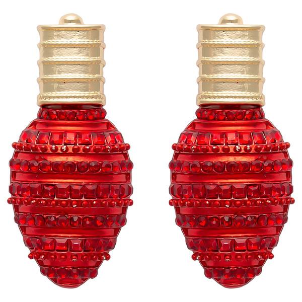 Red Crystal Christmas Tree Light Bulb Earrings