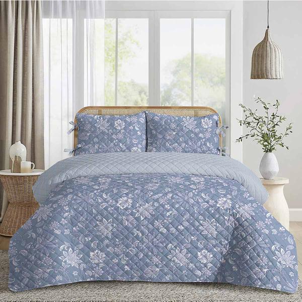 Sabrina Soto 200TC 3pc. Cotton Quilt Set w/ Bows - Jacobean