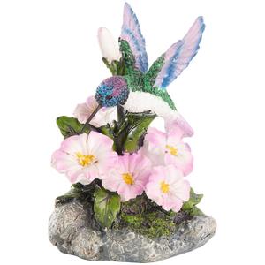 Resin Hummingbird & Flowers Statue