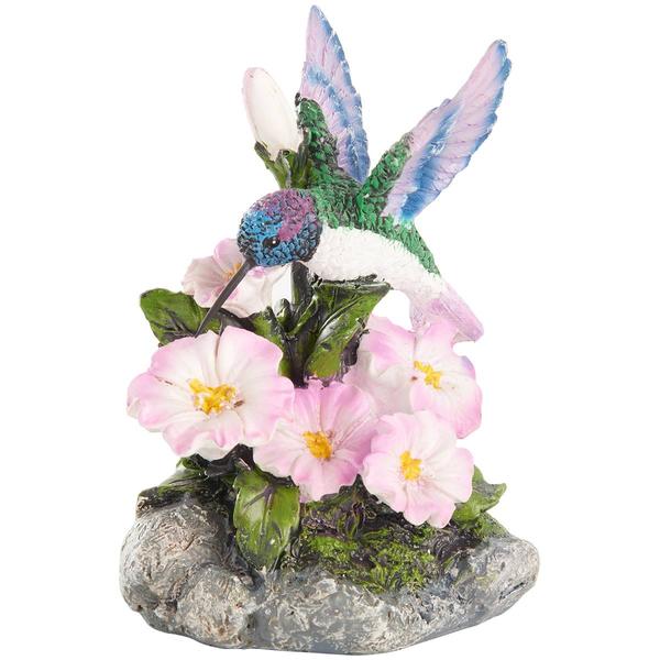 Resin Hummingbird & Flowers Statue