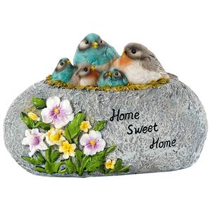 Resin Home Sweet Home Garden Stone with Flowers & Bird Nest alternate view