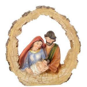 Resin Holy Family with Log Accent