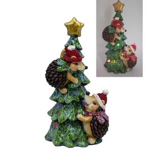Pre-Lit Tree with Climbing Hedgehogs Tabletop Decor