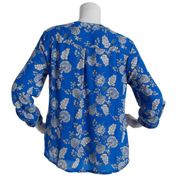 Womens Notations 3/4 Sleeve Button Front Blouse alternate view