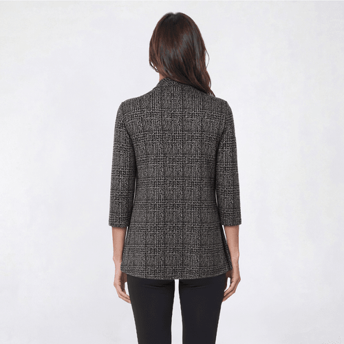 Womens Notations 3/4 Sleeve Plaid Print Hacci 2Fer Blouse alternate view