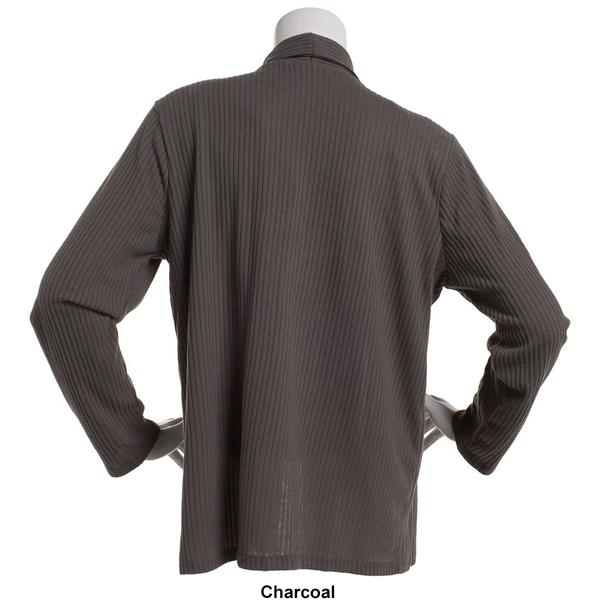 Womens Notations Long Sleeve Rib-Knit Button Shoulder Cardigan alternate view