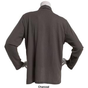 Womens Notations Long Sleeve Rib-Knit Button Shoulder Cardigan alternate view