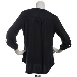 Womens Notations 3/4 Sleeve Solid Hacci Pintuck Blouse alternate view