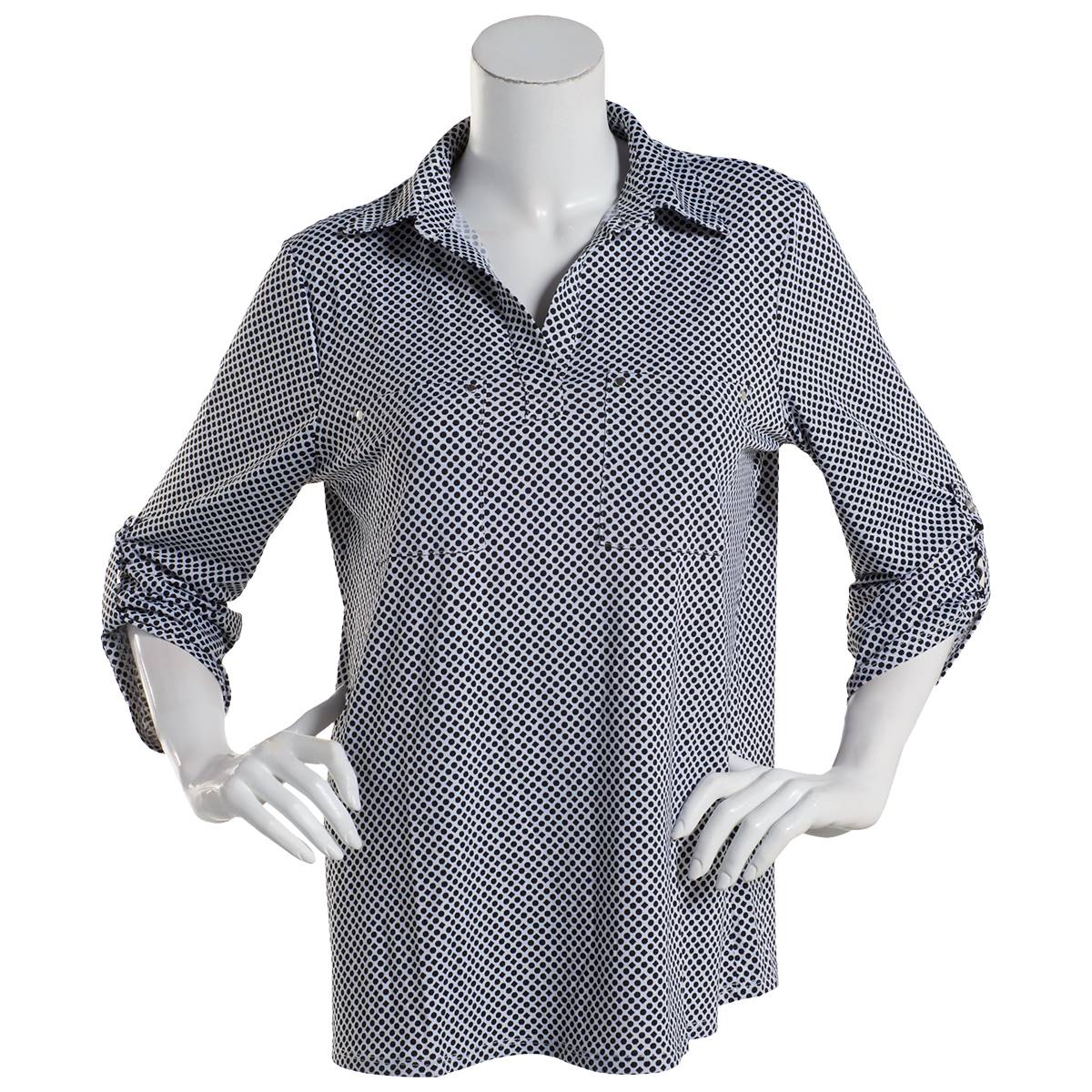 Womens Notations 3/4 Roll Tab Sleeve Dot Equipment Blouse