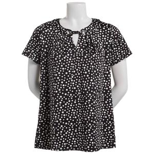 Womens Notations Short Sleeve Grommet Bar Neck Shell Blouse alternate view