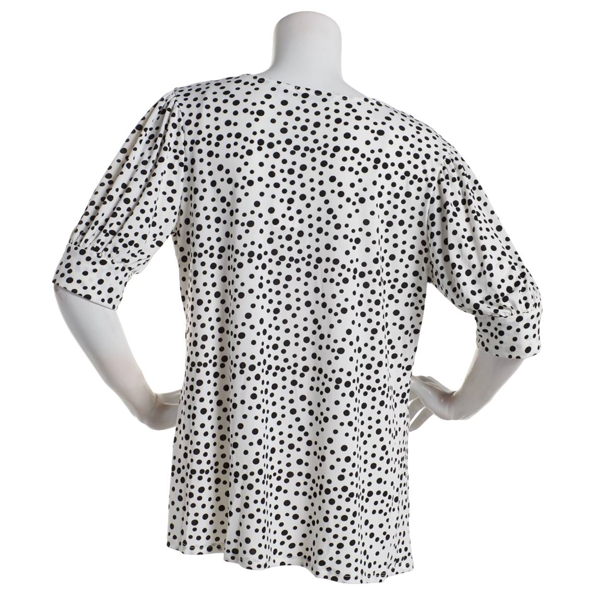 Womens Notations Short Sleeve Dots Bar Neck Blouse