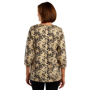 Womens Notations 3/4 Sleeve Abstract Grommet Keyhole Blouse alternate view