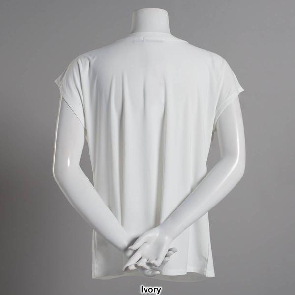 Womens Notations Short Sleeve Solid Basic Shell Blouse alternate view