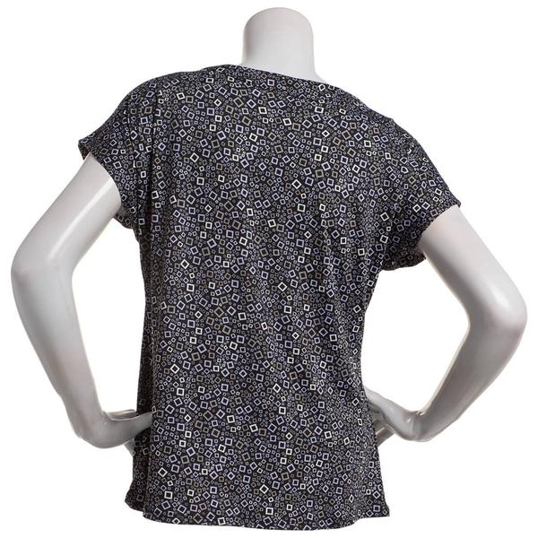 Petite Notations Short Sleeve Grommet Neck Shell Blouse alternate view