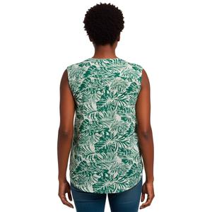 Womens Notations Sleeveless Tropical Leaf Knit Pleat Blouse alternate view