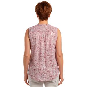 Womens Notations Sleeveless Paisley Knit Split Neck Blouse alternate view