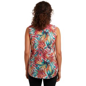 Womens Notations Sleeveless Tropical Knit Pleat Blouse alternate view