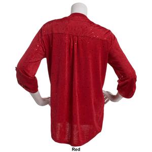 Womens Notations 3/4 Sleeve Disco Dot Henley Blouse alternate view