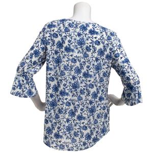 Petite Notations 3/4 Ruffle Sleeve Keyhole Neck Floral Blouse alternate view
