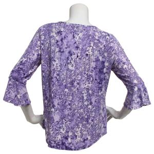 Womens Notations 3/4 Ruffle Sleeve Abstract Floral Blouse alternate view