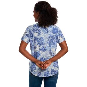 Womens Notations Short Sleeve Paisley Keyhole Neck Blouse alternate view