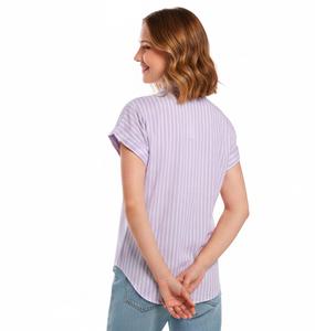 Womens Notations Dolman Sleeve Stripe Button Front Blouse alternate view