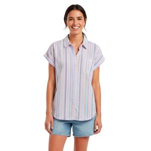 Womens Notations Dolman Sleeve Pocket Button Front Blouse