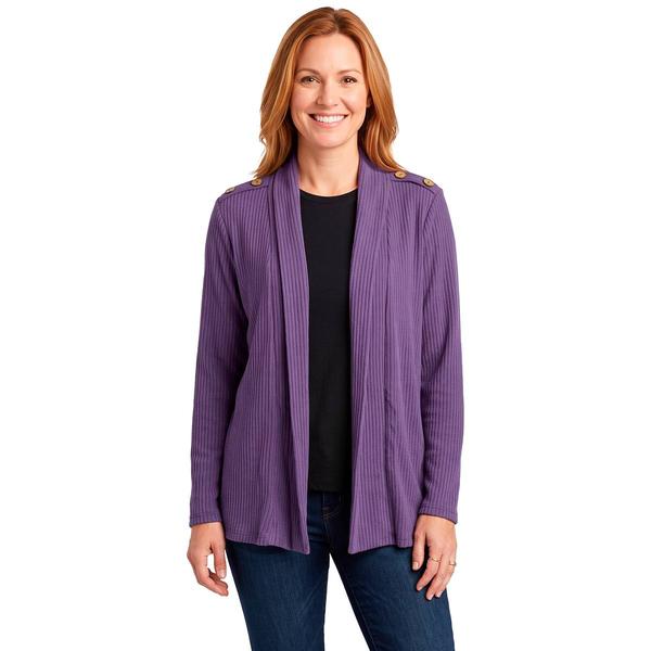 Petite Notations Ribbed Hacci Button Shoulder Cardigan