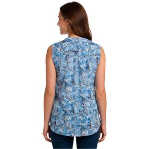 Womens Notations Sleeveless Tropical Leaf Pleat Blouse alternate view