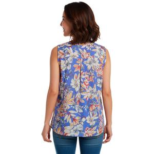 Womens Notations Sleeveless Floral Pleat Button Front Blouse alternate view