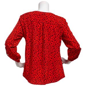 Womens Notations 3/4 Roll Tab Sleeve Dot Split Neck Button Down alternate view