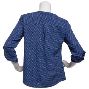Womens Notations 3/4 Roll Tab Sleeve Dot Split Neck Blouse alternate view