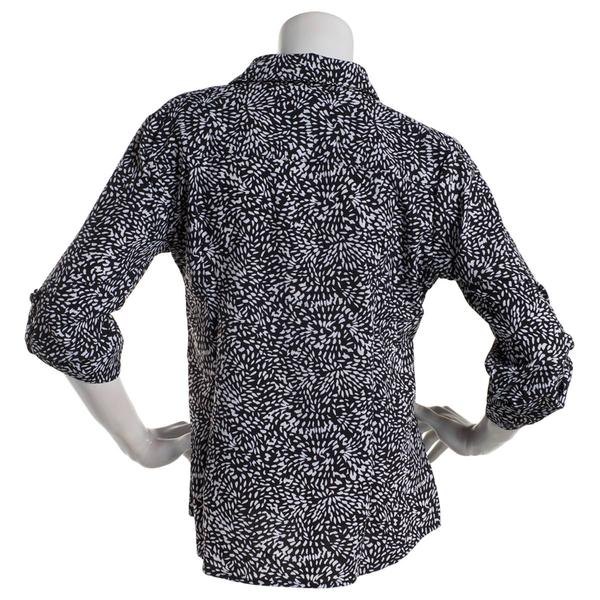 Womens Notations 3/4 Sleeve Speckled Zip Front Equipment Blouse alternate view