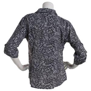 Womens Notations 3/4 Sleeve Speckled Zip Front Equipment Blouse alternate view
