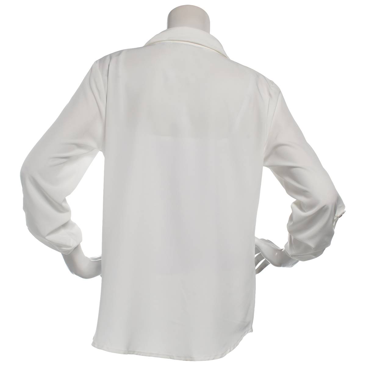 Petite Notations Long Sleeve Silky Solid Casual Button Down