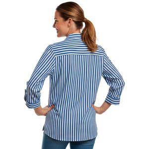 Womens Notations 3/4 Sleeve Zip Stripe Pocket Blouse alternate view